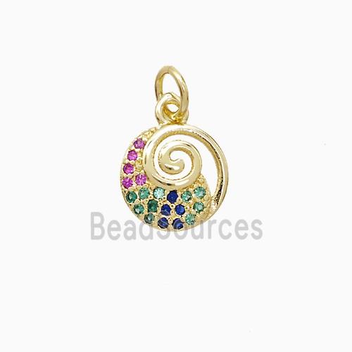 Copper Spiral Pendant Pave Zirconia 18K Gold Plated