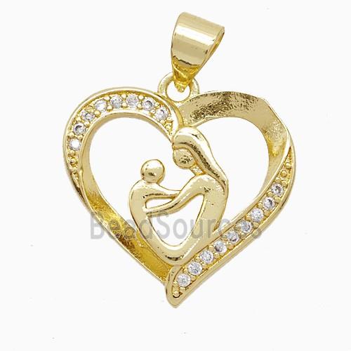 Copper Heart Pendant Pave Zirconia Baby Lover 18K Gold Plated