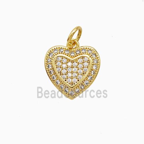 Copper Heart Pendant Pave Zirconia 18K Gold Plated