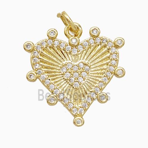 Copper Heart Pendant Pave Zirconia 18K Gold Plated