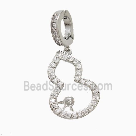 Copper Gourd Pendant Pave Zirconia Platinum Plated