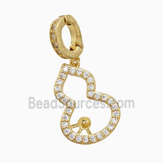 Copper Gourd Pendant Pave Zirconia 18K Gold Plated