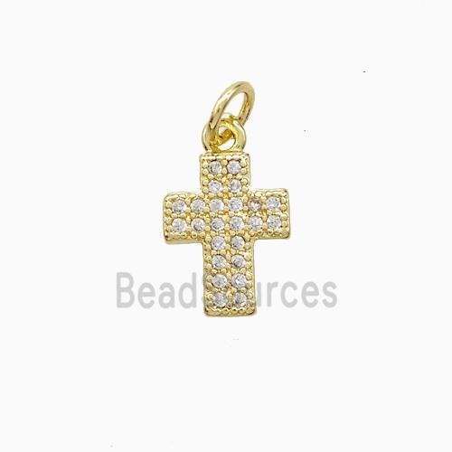Copper Cross Pendant Pave Zirconia 18K Gold Plated