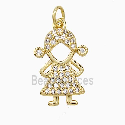 Copper Kids Girls Pendant Pave Zirconia 18K Gold Plated