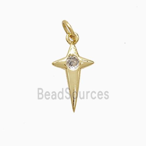 Copper Northstar Pendant Pave Zirconia 18K Gold Plated