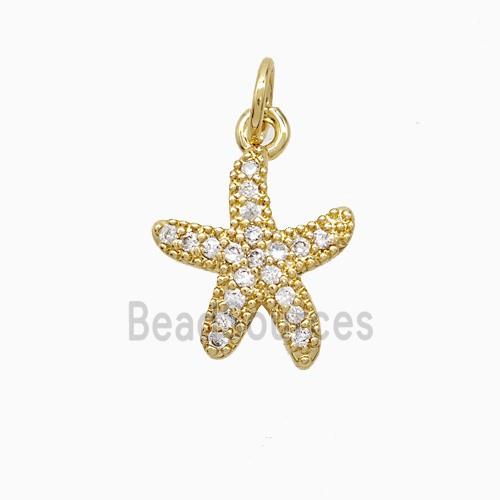 Copper Starfish Pendant Pave Zirconia 18K Gold Plated