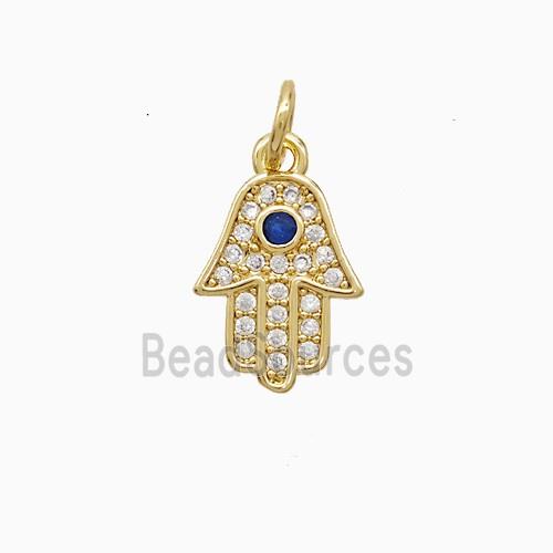 Copper Hamsahand Pendant Pave Zirconia 18K Gold Plated