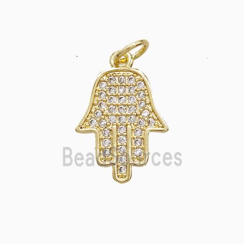 Copper Hamsahand Pendant Pave Zirconia 18K Gold Plated