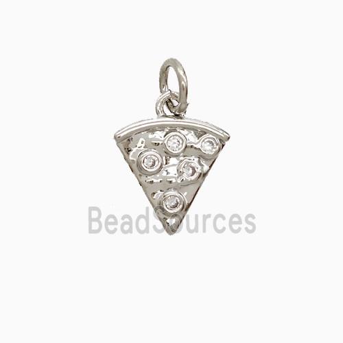 Copper Pizza Slice Pendant Pave Zirconia Platinum Plated