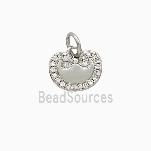 Chinese Lucky Lock Charms Copper Pendant Pave Zirconia Platinum Plated
