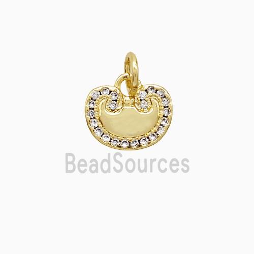 Chinese Lucky Lock Charms Copper Pendant Pave Zirconia Gold Plated