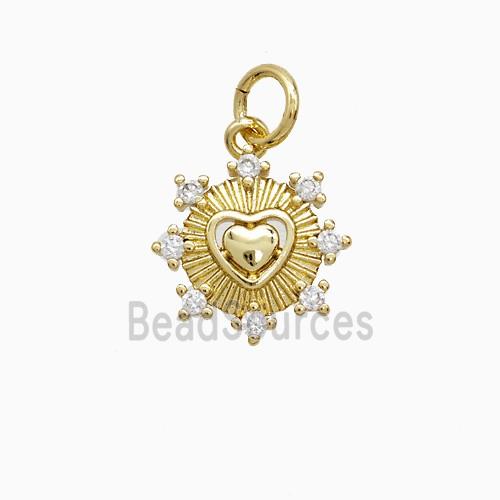 Copper Heart Pendant Pave Zirconia Gold Plated