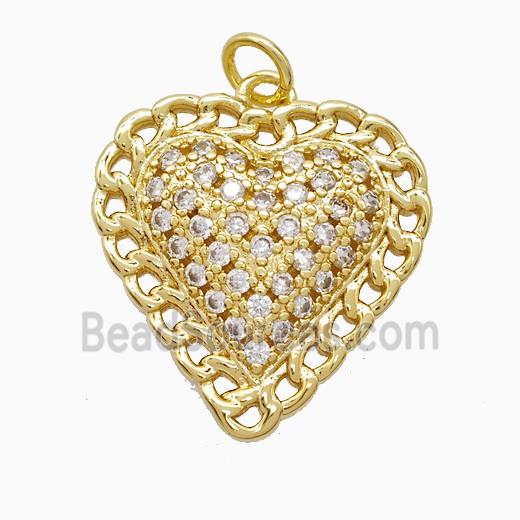 Copper Heart Pendant Pave Zirconia Gold Plated