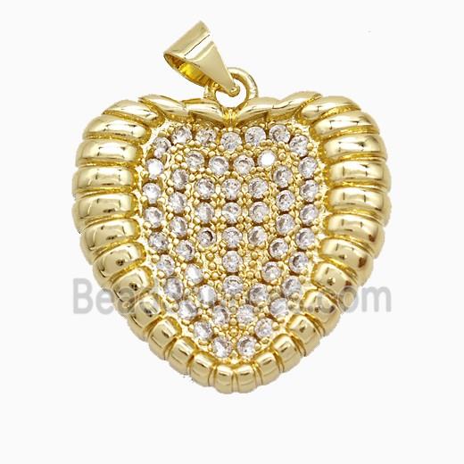 Copper Heart Pendant Pave Zirconia Gold Plated