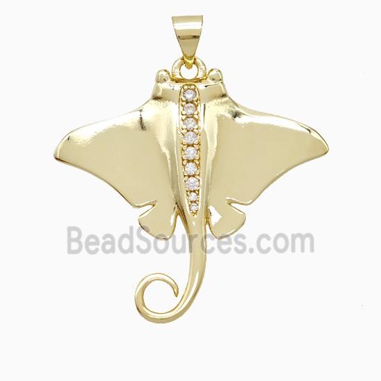 Manta Ray Charms Copper Ocean Whale Pendant Pave Zirconia Gold Plated