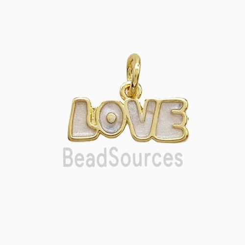 Copper LOVE Pendant White Painted Gold Plated