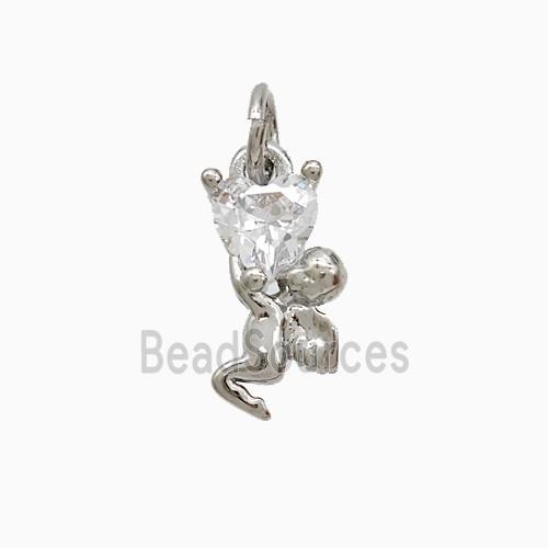 Copper Fairy Pendant Pave Zirconia Platinum Plated