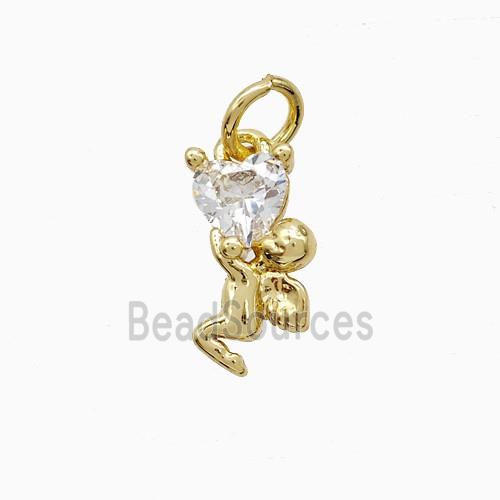 Copper Fairy Pendant Pave Zirconia Gold Plated