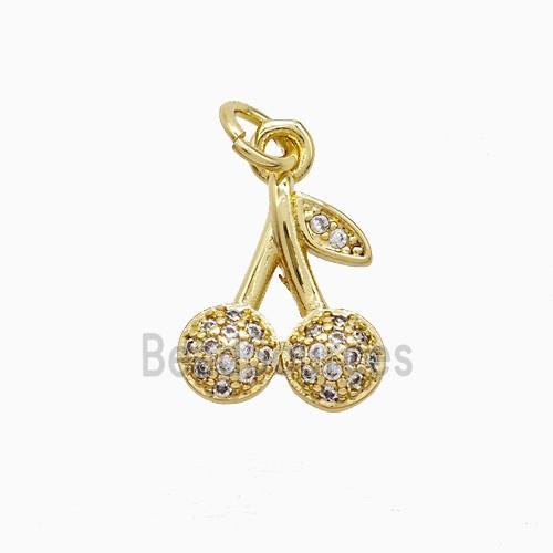 Copper Cherry Pendant Pave Zirconia Gold Plated