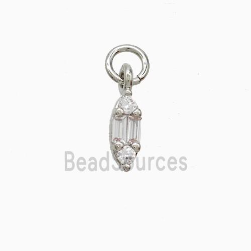 Copper Leaf Pendant Pave Zirconia Platinum Plated