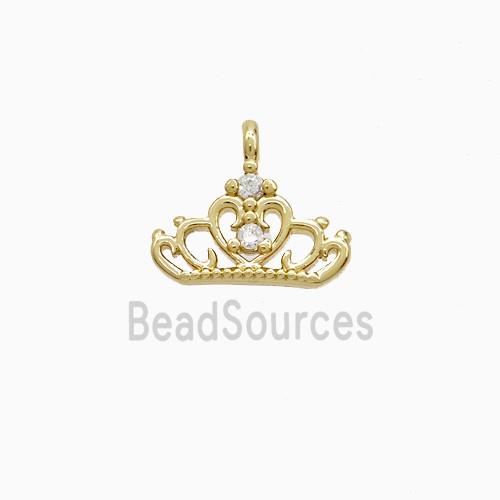 Copper Crown Pendant Pave Zirconia Gold Plated