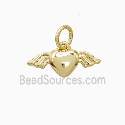 Copper Heart Angel Wings Pendant Gold Plated