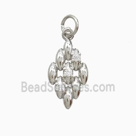 Copper Rhombus Pendant Pave Zirconia Platinum Plated
