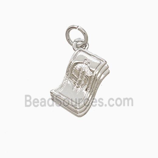 Money Dollar Charms Copper Pendant Platinum Plated