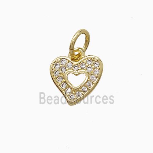 Copper Heart Pendant Pave Zirconia Gold Plated