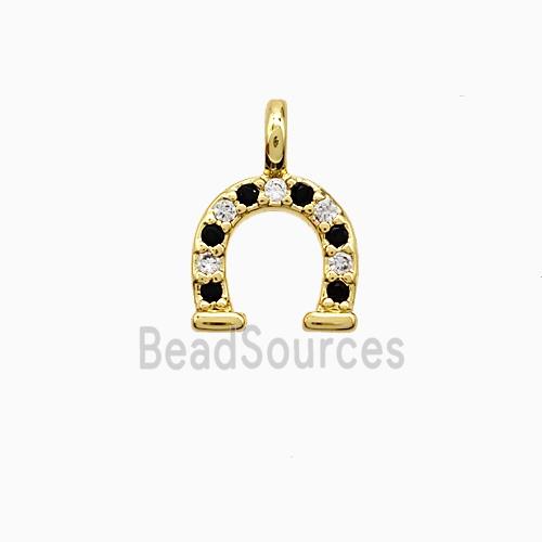 Copper Horseshoe Pendant Pave Zirconia Gold Plated