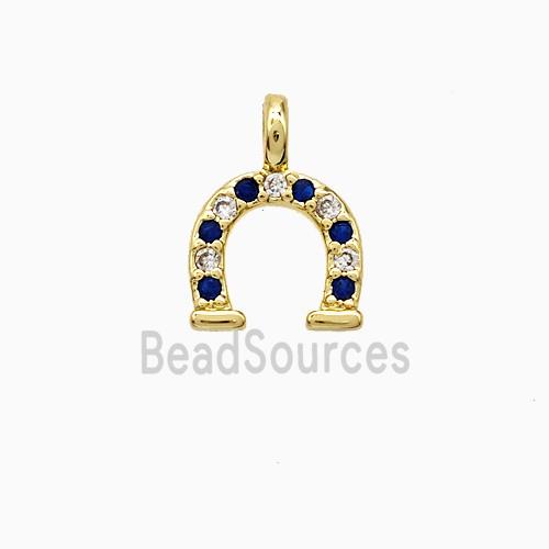Copper Horseshoe Pendant Pave Zirconia Gold Plated