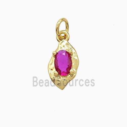 Copper Leaf Pendant Pave Crystal Glass Gold Plated