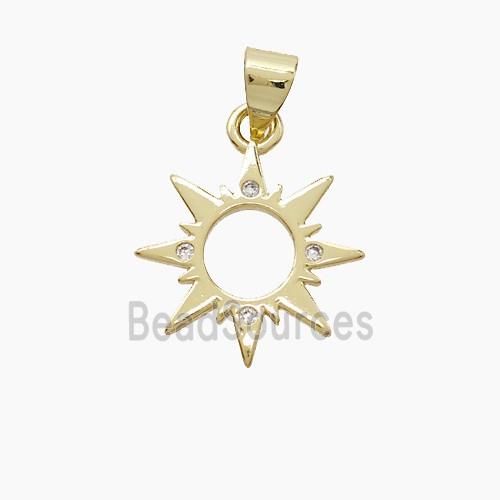 Copper Sun Pendant Pave Zirconia Gold Plated