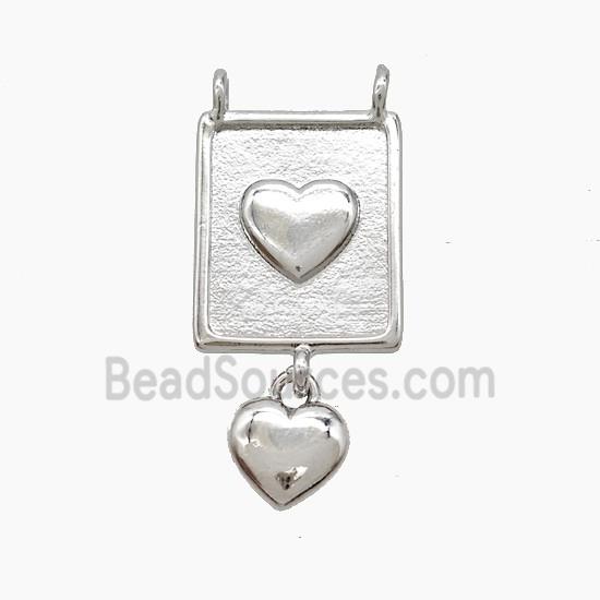 Copper Heart Pendant 2loops Platinum Plated