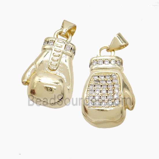 Baseball Gloves Copper Pendant Pave Zirconia Sports Gold Plated