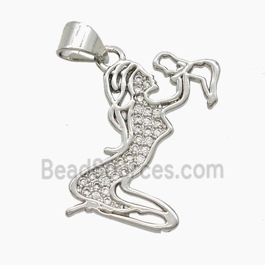 Copper Mother And Baby Pendant Pave Zirconia Platinum Plated