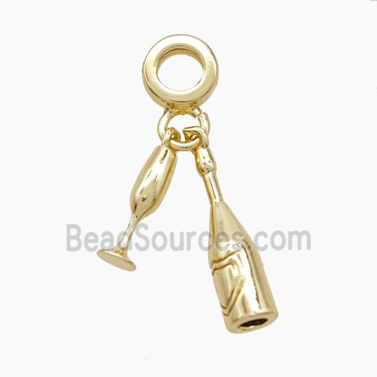 Copper Wine Bottle And Cup Pendant Gold Plated