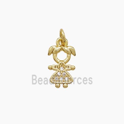 Copper Kids Girls Pendant Pave Zirconia 18K Gold Plated