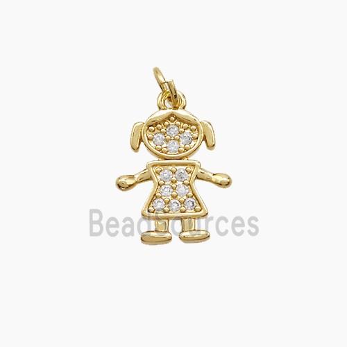 Copper Kids Girls Pendant Pave Zirconia 18K Gold Plated