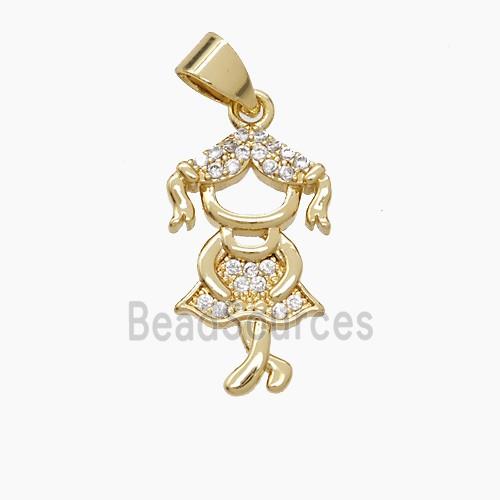 Copper Kids Girls Pendant Pave Zirconia 18K Gold Plated
