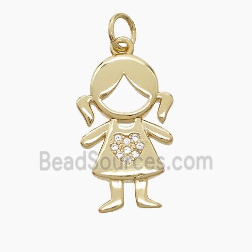 Copper Kids Girls Pendant Pave Zirconia 18K Gold Plated