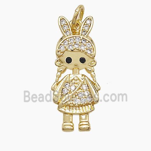 Copper Kids Girls Pendant Pave Zirconia 18K Gold Plated
