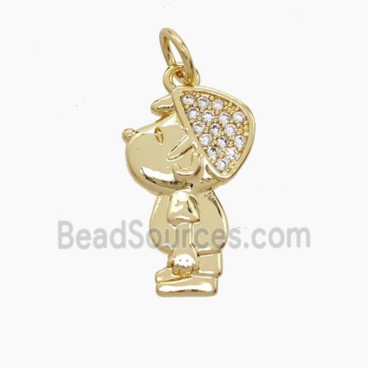 Copper Kids Boy Pendant Pave Zirconia 18K Gold Plated