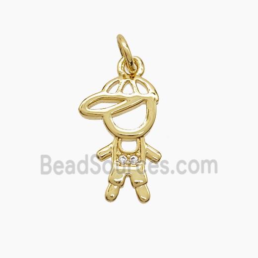 Copper Kids Boy Pendant Pave Zirconia 18K Gold Plated