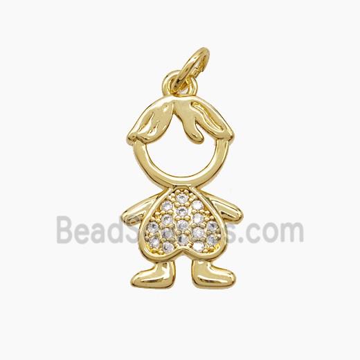 Copper Kids Boy Pendant Pave Zirconia 18K Gold Plated