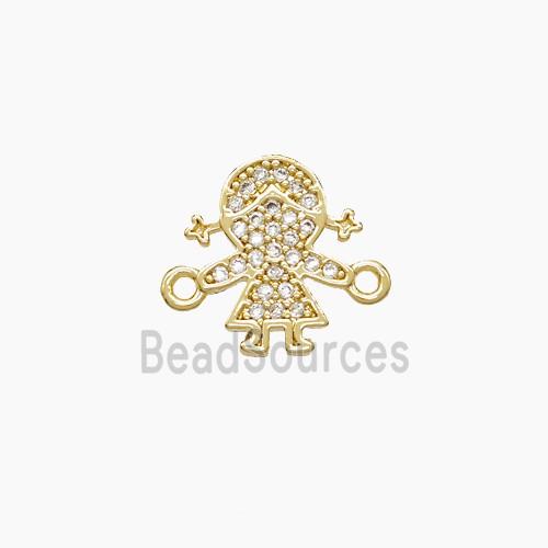 Copper Kids Girls Connector Pave Zirconia 18K Gold Plated