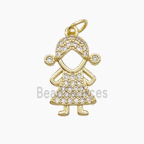 Copper Kids Girls Pendant Pave Zirconia 18K Gold Plated