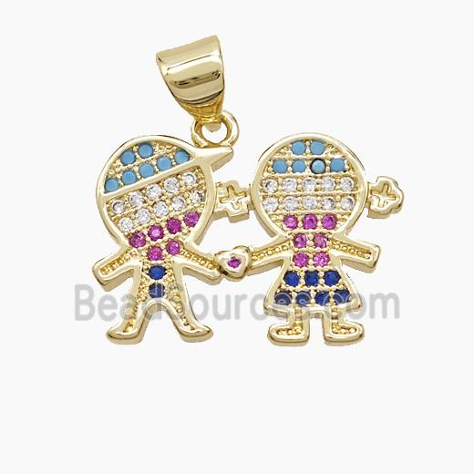 Copper Kids Pendant Pave Zirconia 18K Gold Plated