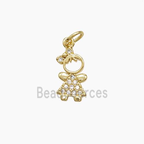 Copper Kids Girls Pendant Pave Zirconia 18K Gold Plated