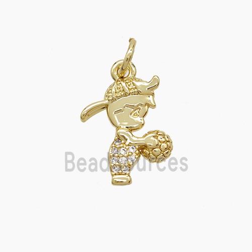 Copper Kids Boy Pendant Pave Zirconia 18K Gold Plated